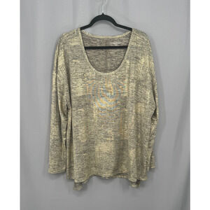 Lane Bryant Sweater Womens 22/24 Metallic Gold Long Sleeve Tunic Top Stretch